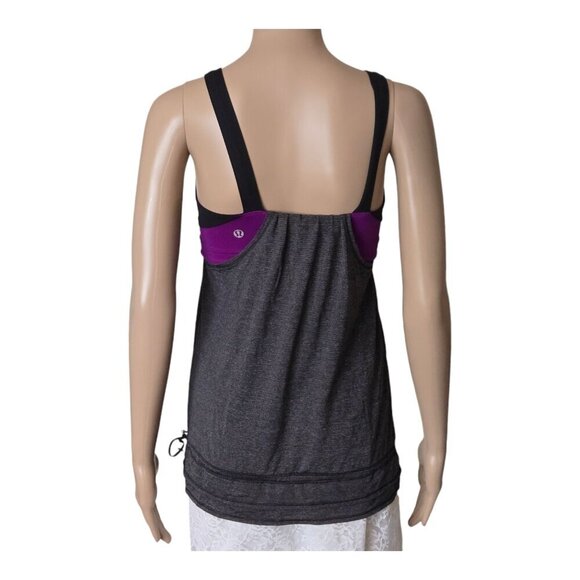 Lululemon Run Back On Track Tank Top Built In Bra Drawstring multicolor size 4 - Picture 3 of 5